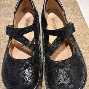 Alegria Black Embossed Mary Jane Shoes